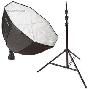  Flashpoint SoftBox Fluorescent Light Kit with Built in 22" Octagon Silver Soft Box, and Spiral Fluorescent 70 Watt 5500K Bulb & Stand 