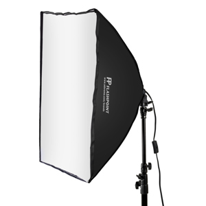 Flashpoint SoftBox, 70 watt Fluorescent Light Unit with Built in 19.5x27.5" Silver Soft Box, with AC Plug and Spiral Fluorescent 5500K Bulb (translates into 350watt) Bundle - with Light Stand