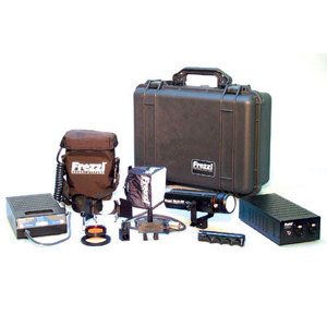  Frezzi MAK24-4X 24 Watt AC/DC Powered Mini-Sun Gun HMI Video Light Kit with 72 Wh Battery & Charger. 