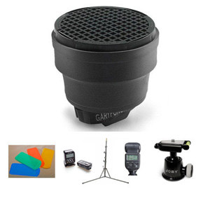 Phottix Mitros TTL Flash or Nikon - Bundle With Odin Wireless TTL Flash Trigger & Receiver Set, Manfrotto 5001B 6' Retractable 5-Section Lightstand, Joby BH1 Ball Head, Gary Fong Collapsible Speed Snoot, and Gary Fong 4-piece Color Gel Set