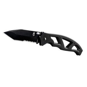  Gerber Paraframe Tanto Pocket Folding Knife, Black Stainless Combo Blade 
