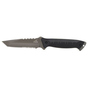  Gerber Warrant Serrated Edge Knife, Tanto, Black Blade & Handle, Camo Nylon Sheath 