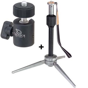  Giottos QU 305B U.pod Mini Compact Tabletop Tripod/Monopod with MH-1004 Mini Ballhead, Supports 11 lbs, Maximum Height 16" 
