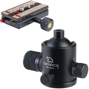  Giottos MH-3300 Pro Series II Extra Large Socket & Ball Head with MH-658 Quick Release System - Max Load: 28 Lbs. 