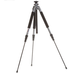  Giottos MT-9241, Pro 4 Section Aluminum Series, Classic Tripod Legs, with Individual Leg Spread - Supports up to 6.6 lbs., Maximum Height 56.3", Black/Silver 