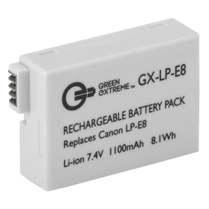 Green Extreme LP-E8 Lithium-Ion Rechargeable Battery Pack (1100mAh 7.4volts) Thumbnail Image