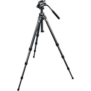  Gitzo GK2500LLVLQR Series 2 6x Leveling 4-Section Fluid Tripod Kit, with Carbon Fiber Tripod & G2180 Series 1 Fluid Video Head, Maximum Height 71", Supports 11 lbs 