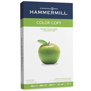  Hammermill Color Copy Paper, 100 Brightness, 8.5x14", 4000 Sheets/Case, Photo White 