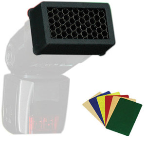  Harbor Digital Quick Spot 1/4" Grid Honeycomb Diffuser with 6 Colored Gels for the Canon 600EX RT, Large 