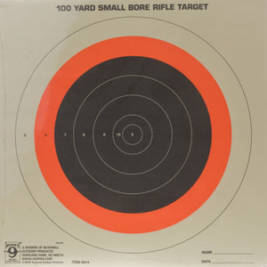  Hoppe's Red Fluorescent 100 Yard "Small Bore" Sighting in Targets, Single Bull, Pack of Twenty 