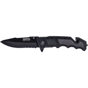  Humvee Gear Recon 13 Folding Knife with Partially Serrated Stainless Steel Blade and Metal Pocket Clip, Black 