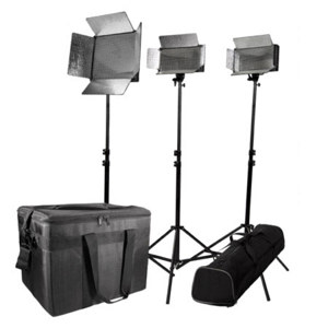  iKan Small Location Dual Color Kit, Includes 2 IB500, IB1000 Light, 2 IBG-LB Bags, 3 AC Power Supply, 3 ID500 Stands and Stand Bag 