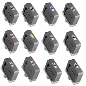 Canon Complete Set of 12 PFI-306 330ML Ink Tank for iPF8300 & iPF8300S Printers - Matte Black, Black, Cyan, Magenta, Yellow, Photo Cyan, Photo Magenta, Red, Green, Blue, Gray, Photo Gray