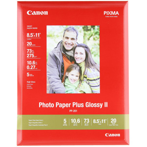  Canon Photo Paper Plus Glossy II Inkjet Paper, 8.5x11", 20 Sheet Pack 