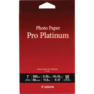  Canon Pro Platinum, Super SPR High Gloss Photo Inkjet Paper, 10.2 mil, 4x6", 50 Sheets. 