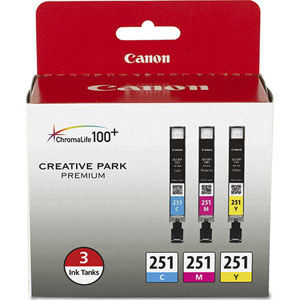  Canon CLI-251 CMY 3 Ink Color Multi Pack, Cyan, Magenta, Yellow 