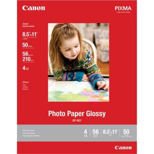  Canon GP-601 Glossy Photo Paper, 210gsm, 8.5x11" (Letter), 50 Sheets 