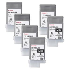  Canon PFI-102MBK6 130ml Matte Black Ink Cartridge, 6 Pack 