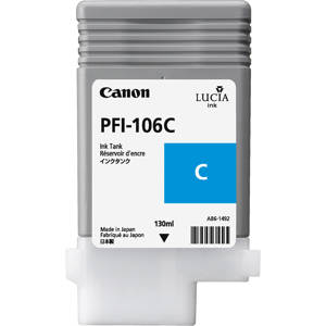  Canon PFI106 Pigment Ink Tank, 130ml Capacity, Cyan 