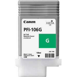  Canon PFI106 Pigment Ink Tank, 130ml Capacity, Green 