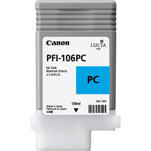  Canon PFI106 Pigment Ink Tank, 130ml Capacity, Photo Cyan 