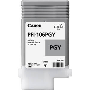  Canon PFI106 Pigment Ink Tank, 130ml Capacity, Photo Gray 