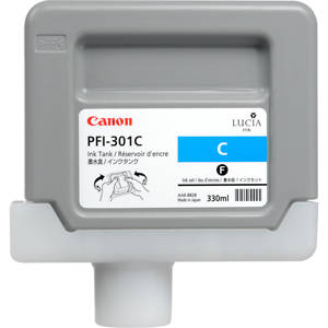  Canon PFI-301C Cyan Ink Tank for the imagePROGRAF iPF8000 and iPF9000 Inkjet Printers, 330 ml. 