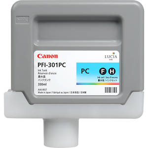  Canon PFI-301PC Photo Cyan Ink Tank for the imagePROGRAF iPF8000 and iPF9000 Inkjet Printers, 330 ml. 