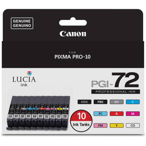  Canon PGI-72 10 Color Pack - Includes: Magenta, Yellow, Photo Cyan, Photo Magenta, Gray, Red, Chroma Optimizer, Matte Black, Photo Black, and Cyan 