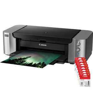  Canon PIXMA PRO-100 Professional Photo Inkjet Printer - Bundle - with  CLI-42 Color 8 Ink Value Pack, and  SG-201 Photo Paper Plus Semi-Gloss 13x19" 50 Sheets 