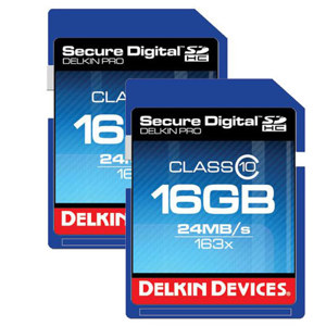 Delkin 16GB Secure Digital HC (SDHC) 163x Class 10 Memory Cards - Two-Pack: Picture 1 regular