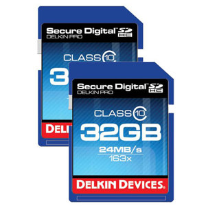 Delkin 32GB Secure Digital HC 163x (SDHC) Class 10 Memory Cards - Two-Pack: Picture 1 regular