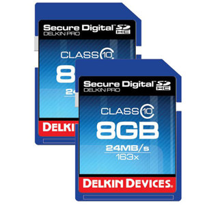 Delkin 8GB Secure Digital HC 163x (SDHC) Class 10 Memory Cards - Two Pack: Picture 1 regular