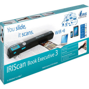  IRIS Iriscan Book 3 Executive Portable Scanner, 12 Seconds Color High Resolution Scan Speed, 900 dpi, USB 2, 2.5sec/doc Wi-Fi Transfer, OCR Software 