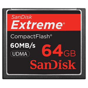 SanDisk SDCFX064GA61 64GB Extreme 60mb/sec CompactFlash: Picture 1 regular