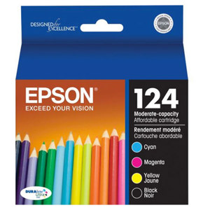  Epson T124120-BCS 125 Combo-Pack Moderate Capacity Ink Cartridges (Cyan, Magenta, Black, Yellow) 