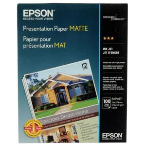  Epson Photo Quality Matte Inkjet Paper, 4.9 mil., 8.5x11", 100 Sheets 