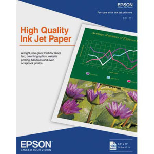  Epson High Quality Smooth Matte Inkjet Paper, 4.7 mil., 8.5x11", 100 Sheets 