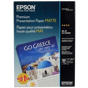  Epson Matte Heavy Weight Inkjet Paper, A3 Size, 11.7x16.5", 50 Sheets 