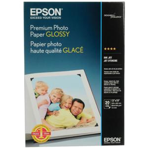  Epson Premium Glossy, Resin Coated Photo Inkjet Paper, 10.4 mill., 13x19", 20 Sheets 