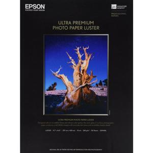  Epson Ultra Premium Luster E Photo Resin Coated Inkjet Paper, A3 Size, 11.7x16.5", 50 Sheets 