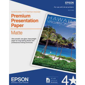  Epson Matte Heavy Weight Inkjet Paper, 11x14" Borderless, 50 Sheets, for Stylus Photo 1280 Printer Only. 