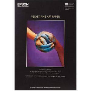  Epson Velvet, Enhanced Matte Archival Fine Art Inkjet Paper, 260gsm, 13x19", 20 Sheets 