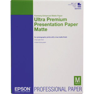  Epson S041914 Ultra Premium Presentation Matte Paper for Inkjet, 8.5x11" (Letter), 250 Sheets 