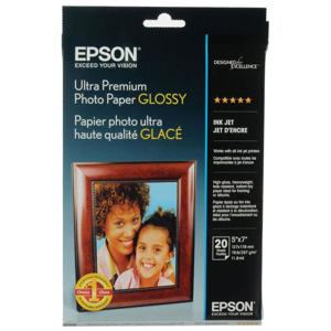  Epson Ultra Premium Glossy Inkjet Photo Paper, 11.8 mil., 5x7", 20 Sheet Pack 