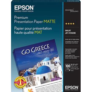  Epson Matte Heavy Weight, Bright White Inkjet Paper, 9 mil., 8.5x11", 100 Sheets 