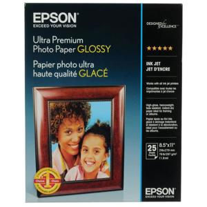  Epson Ultra Premium Glossy, Heavy Weight Inkjet Photo Paper, 11.8 mil., 8.5x11", 25 Sheets. 