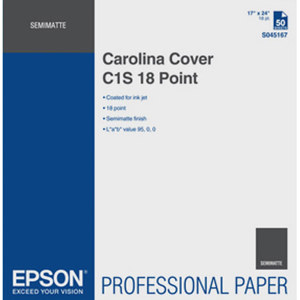  Epson S045167 Carolina Cover C1S 18 Point Proofing Paper, 17x24", 50 Sheets 
