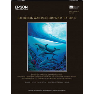 Epson Exhibition Watercolor Paper Textured, 310gsm, 8.5x11" Cut Sheets, 25 Sheets/Box 