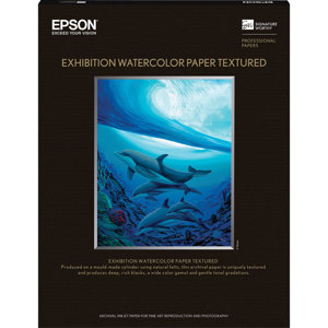  Epson Exhibition Watercolor Paper Textured, 310gsm, 13x19" Cut Sheets, 25 Sheets/Box 